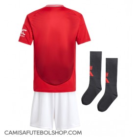 Camisa de time de futebol Manchester United Replicas 1º Equipamento Infantil 2024-25 Manga Curta (+ Calças curtas)